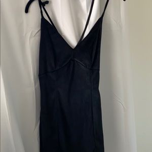 Black mini velvet dress.